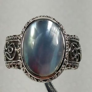 LORI BONN DESIGNER SHELL STERLING SILVER RING